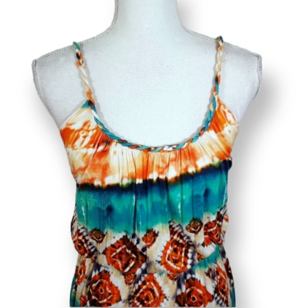 SOPRANO TURQUOISE & ORANGE DRESS SZ.M EUC - Picture 3 of 8